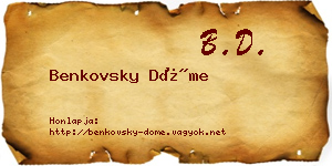 Benkovsky Döme névjegykártya